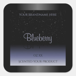 Elegant Black Blue Gradient Product Labels Glitter