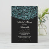 Elegant Black Blue Lace Bridal Shower Kaart (Staand voorkant)