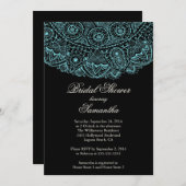 Elegant Black Blue Lace Bridal Shower Kaart (Voorkant / Achterkant)