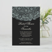 Elegant Black Blue Lace Bridal Shower Kaart (Staand voorkant)
