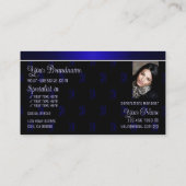Elegant Black Blue met Logo Foto en Monogram Visitekaartje (Achterkant)