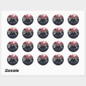 ELEGANT BLACK BLUSH BURGUNDY ROOS FLORAL WEDING RONDE STICKER (Vel)