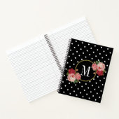 Elegant Black  Blush Flowers Stip Monogram Notitieboek (Binnen)