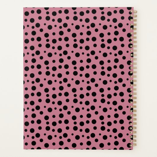 Elegant Black Blush Pink Polka Dot Pattern Planner (Achterkant)