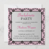 Elegant Black Border Bachelorette Party Invitation Kaart (Voorkant)