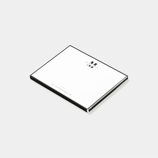 Elegant Black Border Bold Simple Monogram Name Post-it® Notes (Schuin)