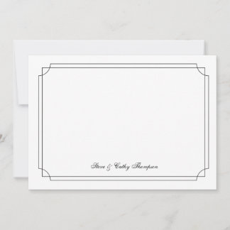 Elegant Black Border on White Custom Notecard Kaart
