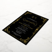 Elegant Black Border Quinceañera Gold of Silver Folie Uitnodiging (Gedraaid)