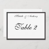 Elegant Black Border Reception Table Kaart (Voorkant / Achterkant)
