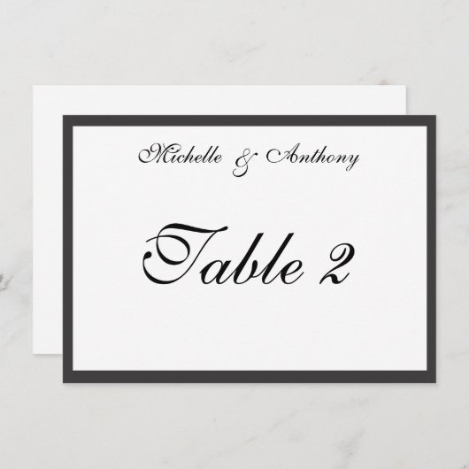 Elegant Black Border Reception Table Kaart (Voorkant / Achterkant)