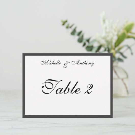 Elegant Black Border Reception Table Kaart (Staand voorkant)