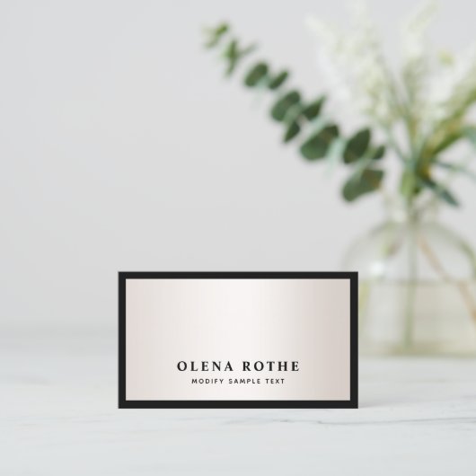 Elegant Black Border Satin Gold Professional Contactkaartje (Staand voorkant)