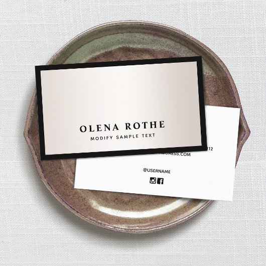 Elegant Black Border Satin Gold Professional Contactkaartje