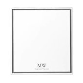 Elegant Black Border Two Initiaal Monogram Notitieblok (Voorkant)