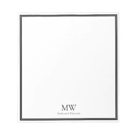 Elegant Black Border Two Initiaal Monogram Notitieblok