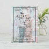 Elegant Black Border Vellum Effect Photo Wedding Kaart (Staand voorkant)