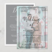 Elegant Black Border Vellum Effect Photo Wedding Kaart (Voorkant / Achterkant)