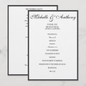 Elegant Black Border Wedding Programme Programmakaart (Voorkant / Achterkant)