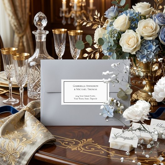 Elegant Black Border White Text Address Labels