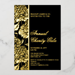 Elegant Black Botanical Charity Event Gala Party Folie Uitnodiging