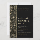 Elegant Black Botanical Charity Event Gala Party Kaart (Voorkant)