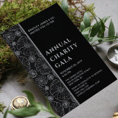Elegant Black Botanical Charity Event Gala Party Kaart
