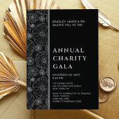 Elegant Black Botanical Charity Event Gala Party Kaart