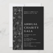 Elegant Black Botanical Charity Event Gala Party Kaart (Voorkant)