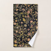 Elegant Black Botanical Floral Pattern Bad Handdoek (Handdoek)