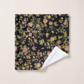 Elegant Black Botanical Floral Pattern Bad Handdoek (Wasdoekje)