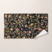 Elegant Black Botanical Floral Pattern Bad Handdoek (Handdoek)