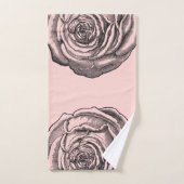 Elegant Black Botanical Roos op Bleek Blush Pink Bad Handdoek (Handdoek)