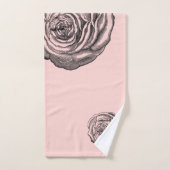 Elegant Black Botanical Roos op Blush Baby Roze Bad Handdoek (Handdoek)