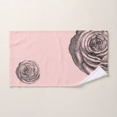 Elegant Black Botanical Roos op Blush Baby Roze Bad Handdoek (Handdoek)