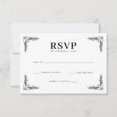 Elegant Black Botanical RSVP Kaartje (Voorkant)