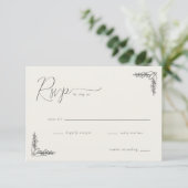 Elegant Black Botanical RSVP Kaartje (Staand voorkant)