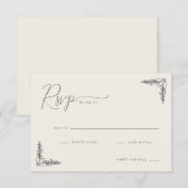 Elegant Black Botanical RSVP Kaartje (Voorkant / Achterkant)