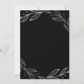 Elegant Black Botanical Silver Leaves Wedding Kaart (Achterkant)