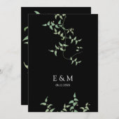 Elegant Black | botanische bruiloft Griekenland Save The Date (Voorkant / Achterkant)