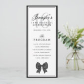 Elegant Black Bow 16th Birthday Program Menu  Kaart (Staand voorkant)