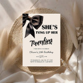 Elegant Black Bow 30th Birthday Invitation Kaart