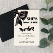 Elegant Black Bow 30th Birthday Invitation Kaart