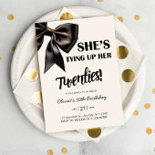 Elegant Black Bow 30th Birthday Invitation Kaart