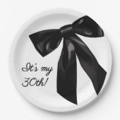 Elegant Black Bow 30th Birthday Paper Plates Papieren Bordje (Voorkant)