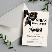 Elegant Black Bow 40th Birthday Invitation Kaart