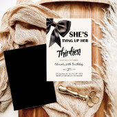 Elegant Black Bow 40th Birthday Invitation Kaart