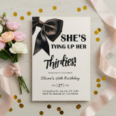 Elegant Black Bow 40th Birthday Invitation Kaart