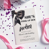 Elegant Black Bow 50th Birthday Invitation Kaart