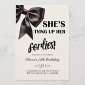 Elegant Black Bow 50th Birthday Invitation Kaart (Voorkant)