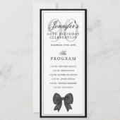 Elegant Black Bow 90th Birthday Program + Menu  Kaart (Voorkant)